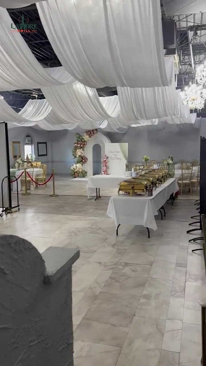 Video of a full banquet hall setup